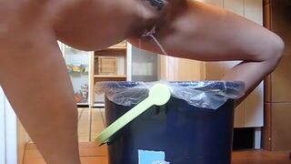 German lady defecates in a trash can.., ScatKings.com Scat Porn 3 ScatKings.com Scat Porn